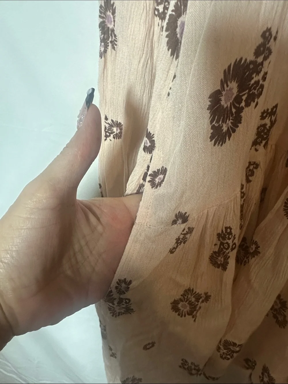 Free People Cream Tunic/dress with Brown and Purple Geometric Print